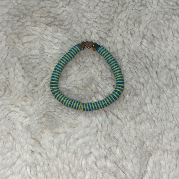 Knotted Up Accessories Blue And Yellow Bracelet With Hearts In The